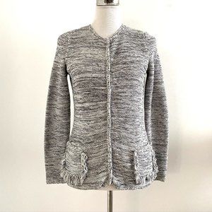 J. McLaughlin Knit Fringe Marled Grey Cardigan